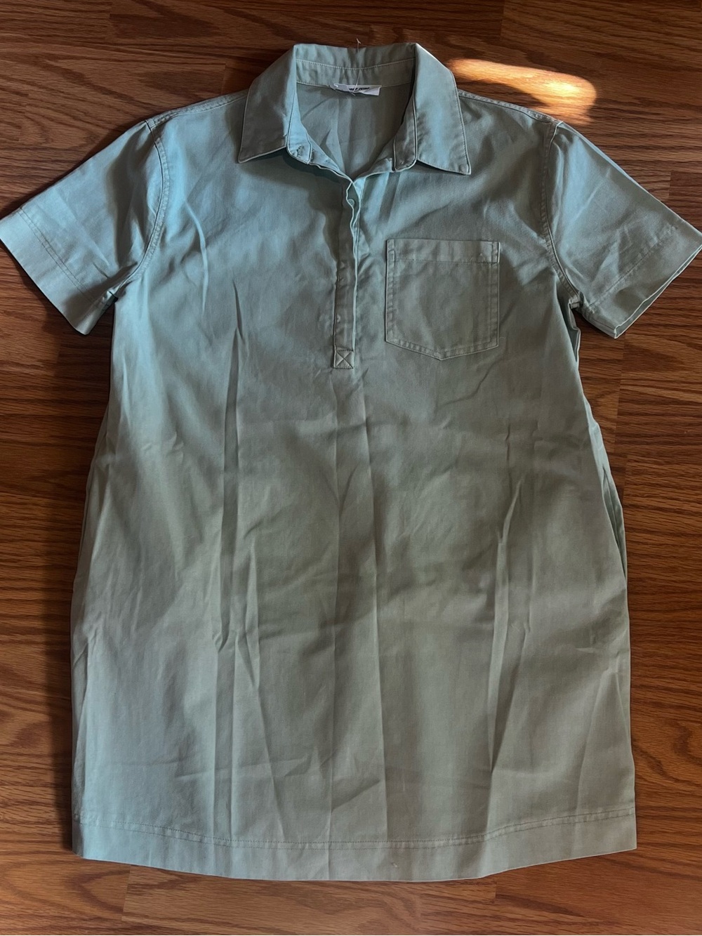 Double Zero Short-Sleeve Polo Tunic Dress in Sage